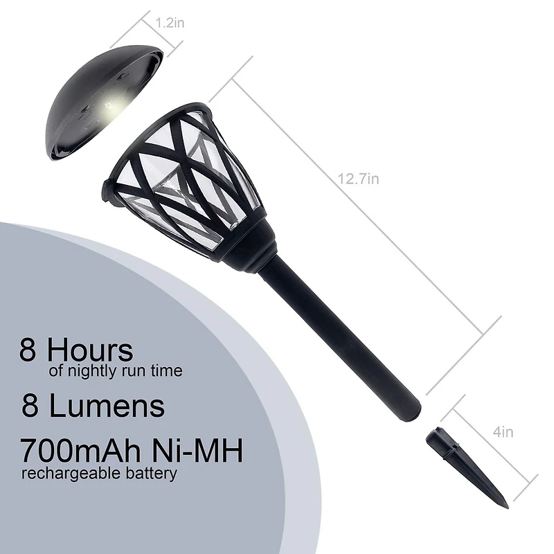 Mainstays 8 Lumen Solar Outdoor Lattice Pathway Lights, Black (1-Pack), MS 1PK 8L SOLAR PATH LIGHT