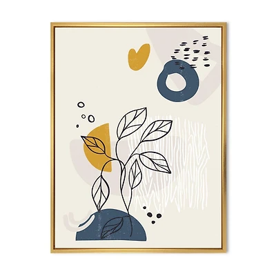 Designart Vintage Boho Minimaliste Fleurs II ART MURAL À CADRE FLOTTÉ