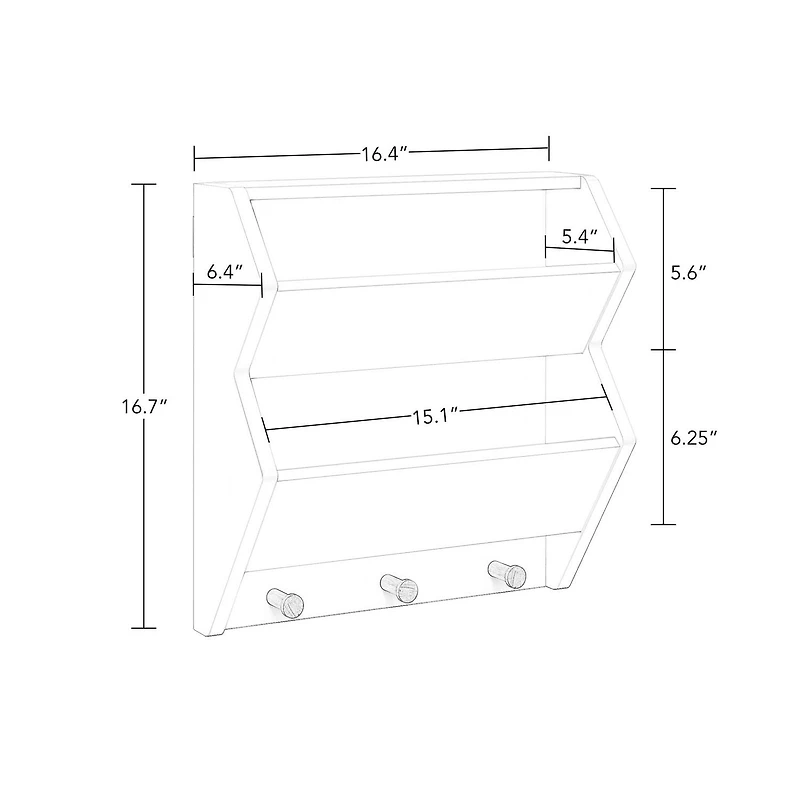 Kids Catch-All Wall Shelf with Hooks