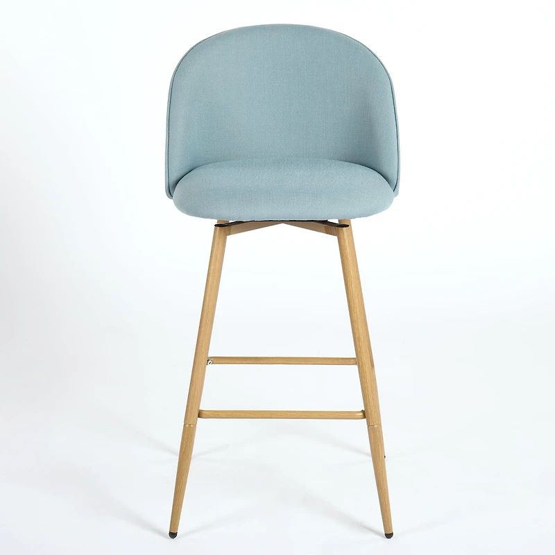 Lot de 4 tabourets de bar modernes Homy Casa, pivotants à 360°, siège rembourré confortable, tissu élégant et pieds en chêne, bleu