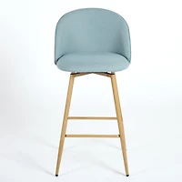 Lot de 4 tabourets de bar modernes Homy Casa, pivotants à 360°, siège rembourré confortable, tissu élégant et pieds en chêne, bleu