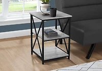 Monarch Specialties Accent Table, Side, End, Nightstand, Lamp, Living Room, Bedroom, Grey Laminate, Black Metal, Contemporary, Modern