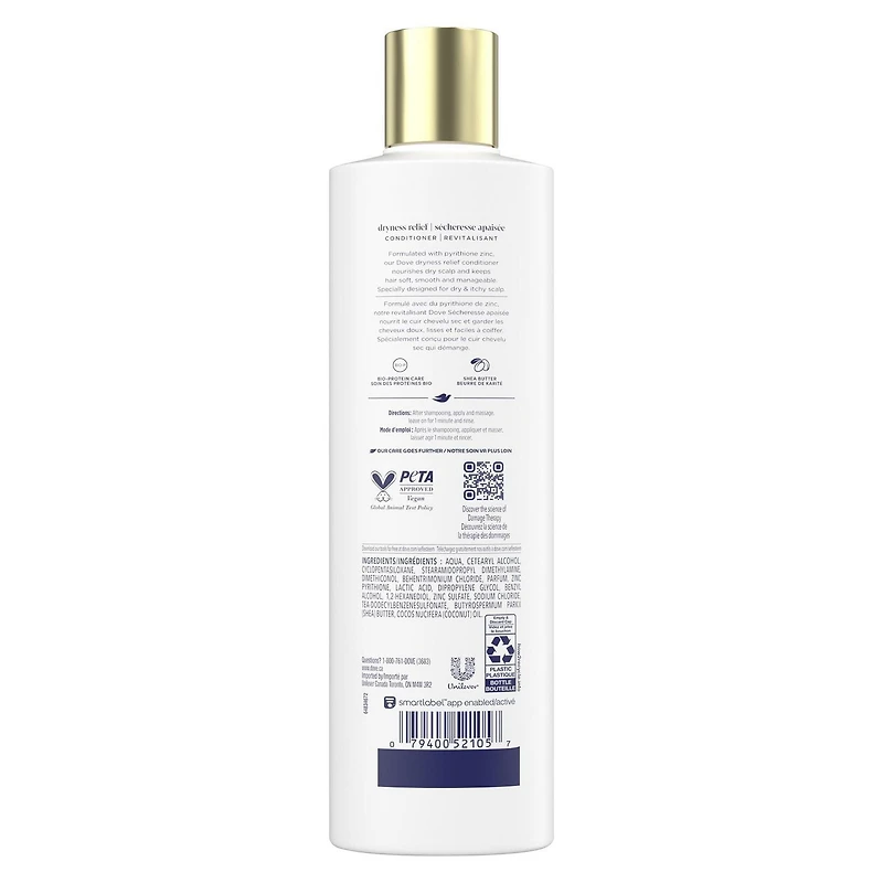 Revitalisant pour cuir chevelu sec et irrité, Dove Soulagement de la Sécheresse et des Démangeaisons avec technologie Soin Bio-Protéine Liquide, 355mL 355 ML