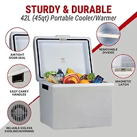 Koolatron Glacière/réchauffeur électrique 12 V, réfrigérateur thermoélectrique pour voiture 42 L (45 pintes), mini réfrigérateur portable, gris