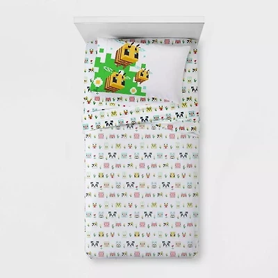 Minecraft Belle Journée Ensemble de Draps 3-Pièces pour Lit 1 Place, 100 % Polyester