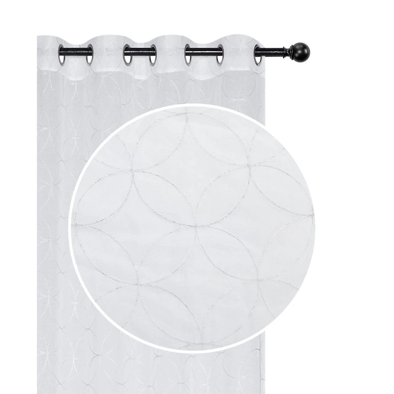 Lurex Voilage Brodé Panneau W 8 Grom (Diamond Courbe) (Blanc) - Set of 2