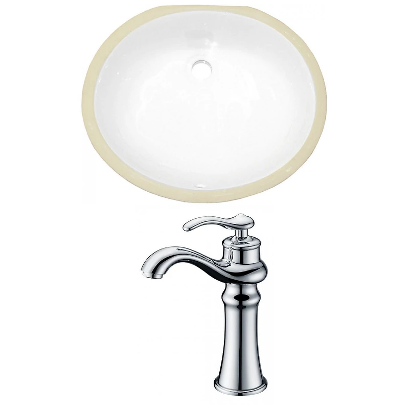 19.5-in. W CUPC Oval Bathroom Undermount Sink Set In White