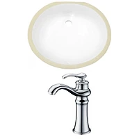 19.5-in. W CUPC Oval Bathroom Undermount Sink Set In White