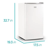Black + Decker BCRK32W Réfrigérateur compact Energy Star Mini-réfrigérateur à porte simple avec congélateur, 3,2 pieds cubes, blanc