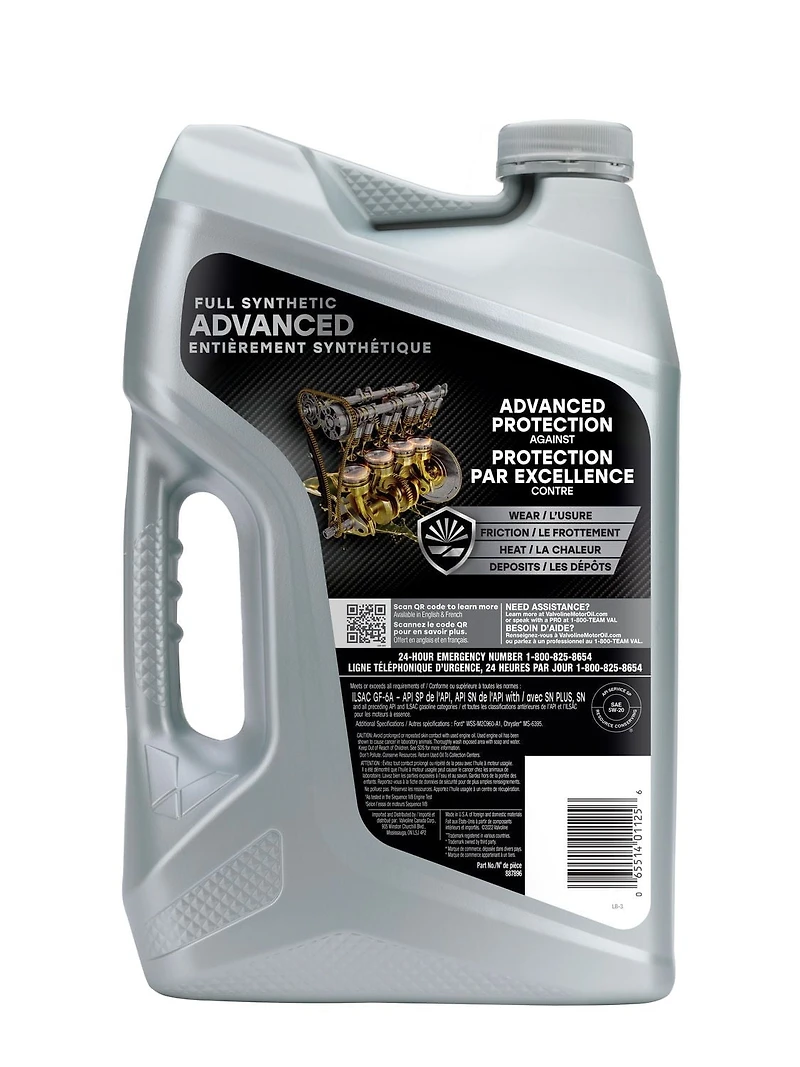 Valvoline Advanced Full Synthetic 5W20 Motor Oil 3X5L