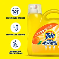 Détergent à lessive liquide Tide Simply Tout-en-un, parfum Fleur d’oranger, 70 brassées, 2,72 L