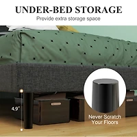 Homy Casa Upholstered Twin Bed with Tech Charging and LED Lights, Modern Headboard, Grey