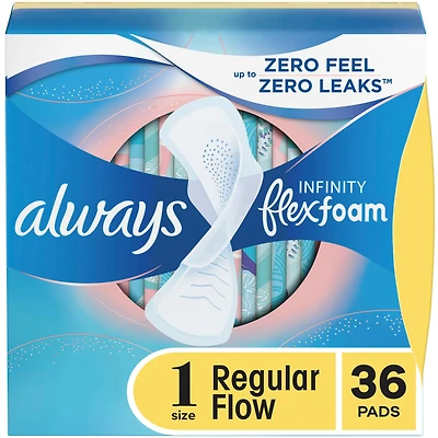 Always Infinity avec FlexFoam Serviettes pour Femmes, Taille 1, Flux Régulier, avec Ailes, Non Parfumées