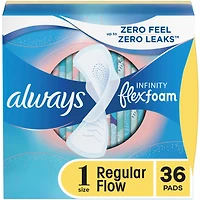 Always Infinity avec FlexFoam Serviettes pour Femmes, Taille 1, Flux Régulier, avec Ailes, Non Parfumées