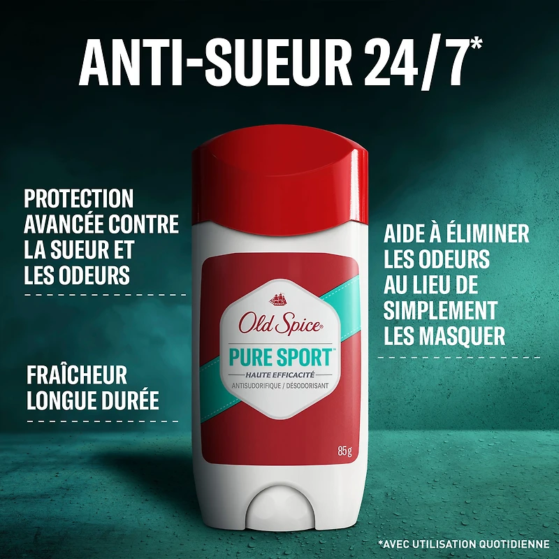 Antisudorifique et désodorisant Old Spice High Endurance pour hommes, protection de 48 heures, parfum Pure Sport 96 g