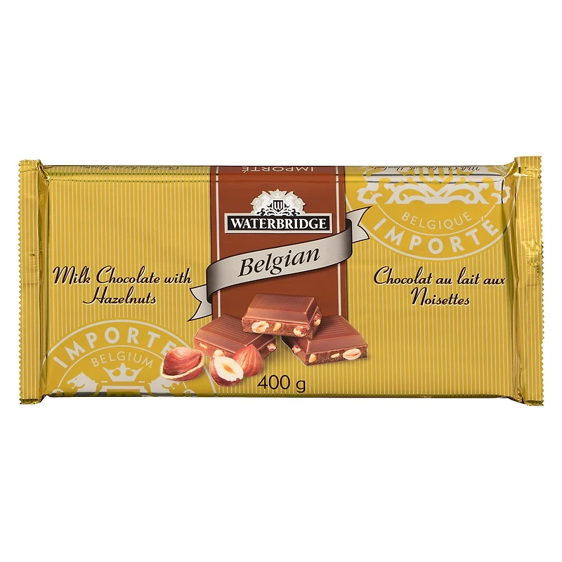 Tablette de chocolat au lait avec noissettes de Waterbridge 400g