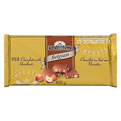 Tablette de chocolat au lait avec noissettes de Waterbridge 400g