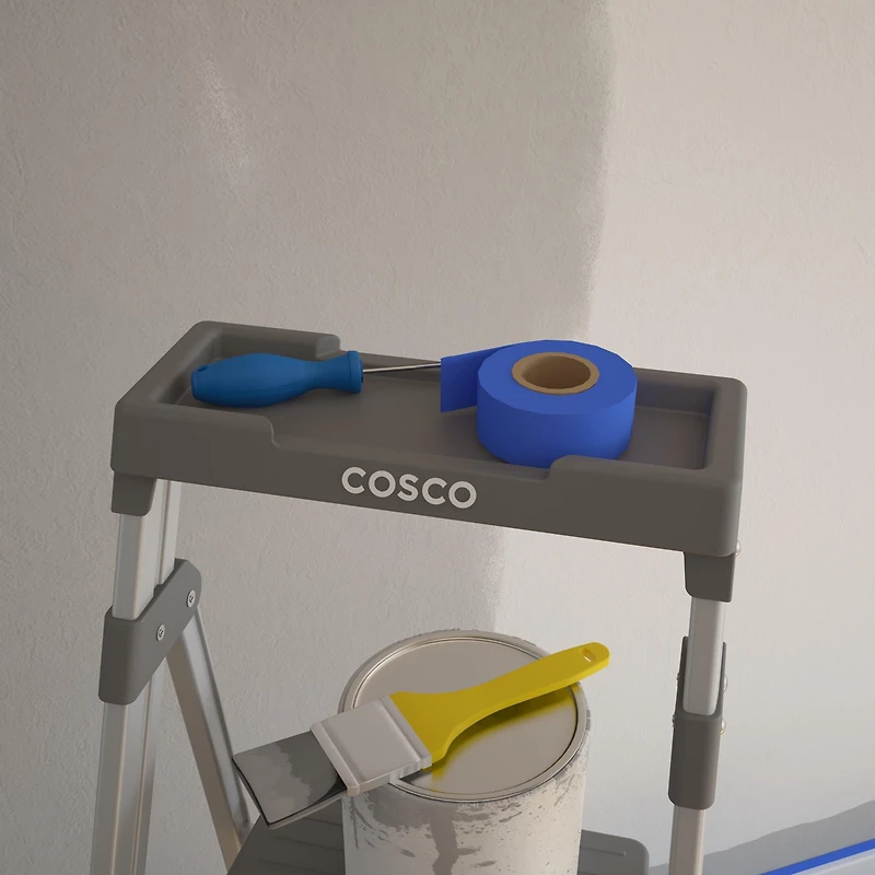 COSCO 3 Step Connection Step Stool ( White & Gray, 8ft 10in Max Reach)