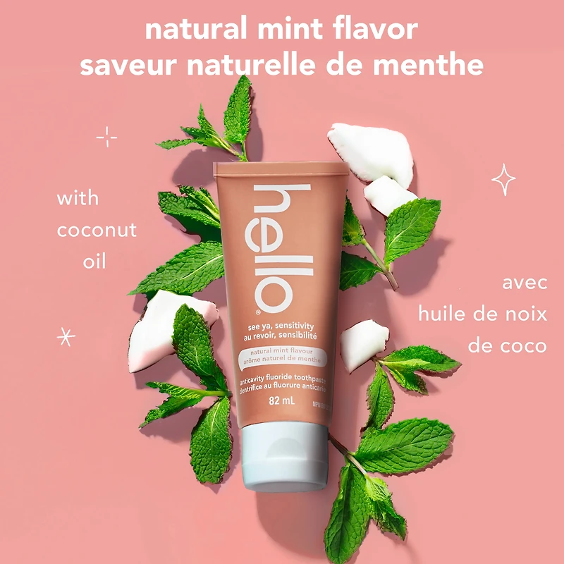 Dentifrice hello Adieu la sensibilité, Menthe naturelle, tube de 82 ml