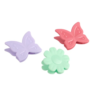 Tout pour célébrer – Lot de 3 pinces à sacs de cuisine papillon et fleur, en rose foncé, vert doux et violet doux
