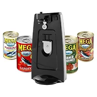 Mainstays Can Opener and Knife Sharpener, Bottle Opener with Removable Cutting Lever,with Stainless steel blade,Black, Mainstays Can Opener and Knife Sharpener, Bottle Opener with Removable Cutting Lever Black