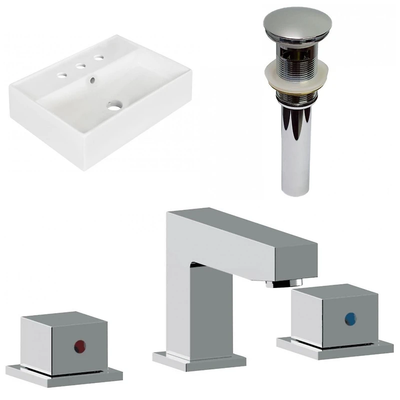 American Imaginations AI-34106 19,75 pouces W Au-dessus de contre le navire blanc pour 3H8-in. Centre de forage