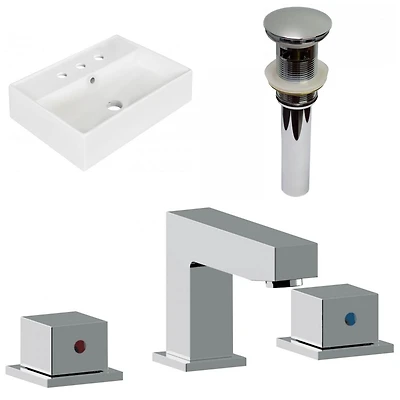 American Imaginations AI-34106 19,75 pouces W Au-dessus de contre le navire blanc pour 3H8-in. Centre de forage