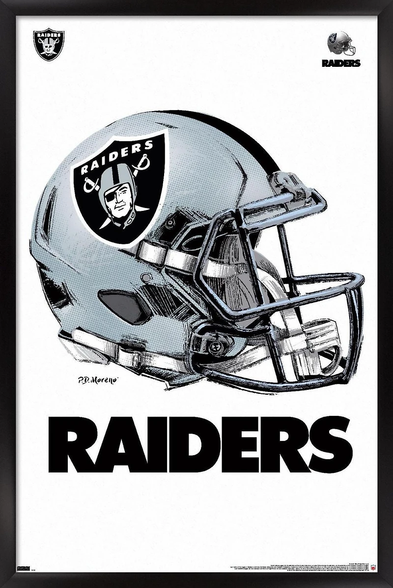 NFL Las Vegas Raiders - Drip Helmet 20 Wall Poster, 22.375" x 34" Framed