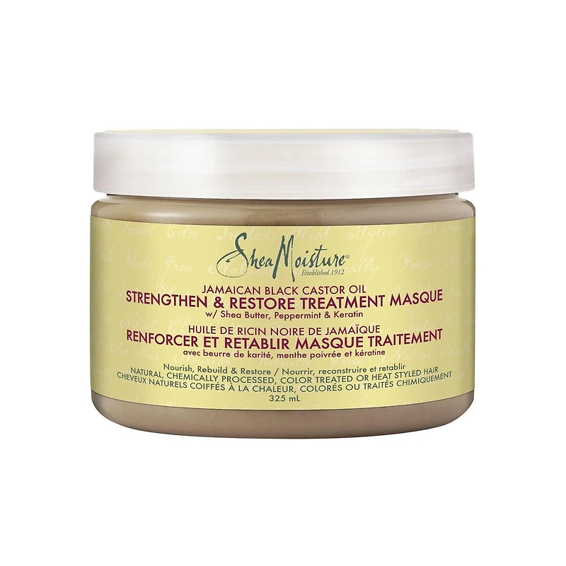 Masque de traitement Renforcer et Rétablir SheaMoisture Huile de Ricin Noire de Jamaïque 325ml Masque de traitement