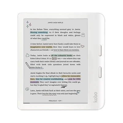 Kobo Libra Colour - eBook reader - 32 GB - 7" color E Ink Kaleido 3 (1264 x 1680) - touchscreen - Bluetooth, Wi-Fi 5 - white
