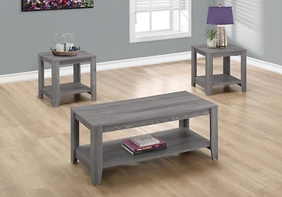 Monarch Specialties Table Set, 3pcs Set, Coffee, End, Side, Accent, Living Room, Laminate, Grey, Transitional