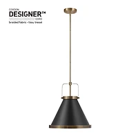 Novogratz x Globe Sophia 1-Light Pendant Lighting, Matte Black, Matte Brass Accents