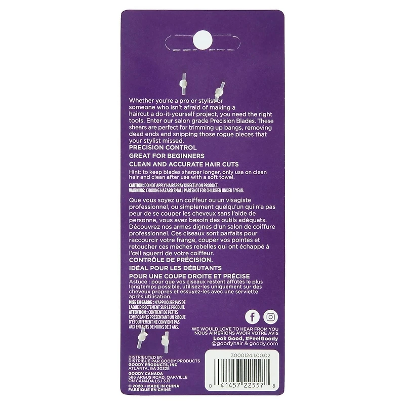Ciseaux en acier inoxydable Goody - Ciseaux à cheveux - 6.5 Inches Silver 1 Ct Ciseaux Goody