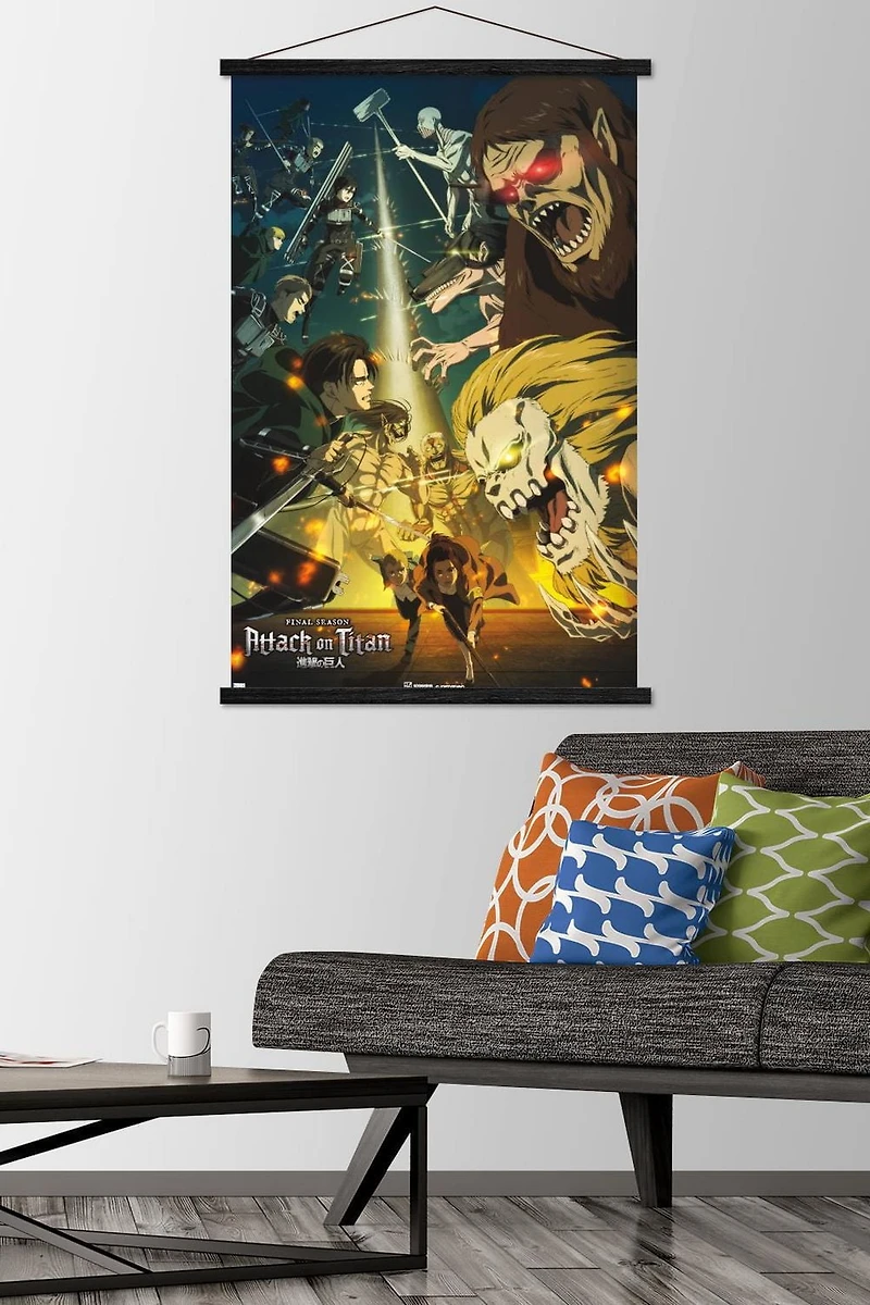 Attack on Titan: Season 4 - Key Visual 3 Wall Poster with Magnetic Frame, 22.375" x 34"