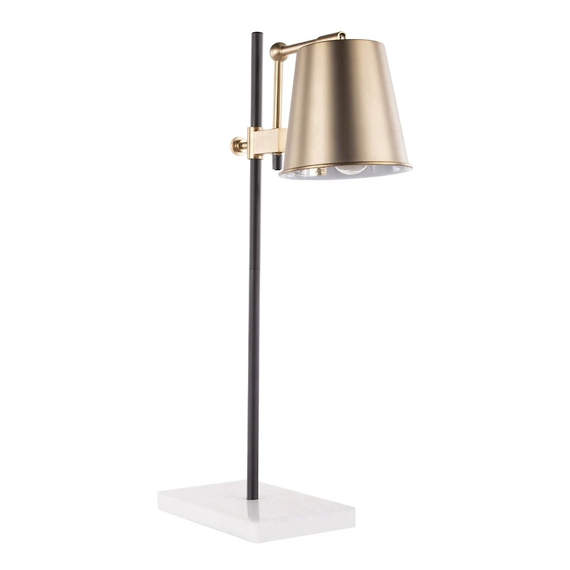 Metric Industrial Table Lamp in Walnut and Black by LumiSource