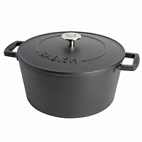 Babish Four hollandais rond en fonte émaillée avec couvercle, 6 litres, noir mat