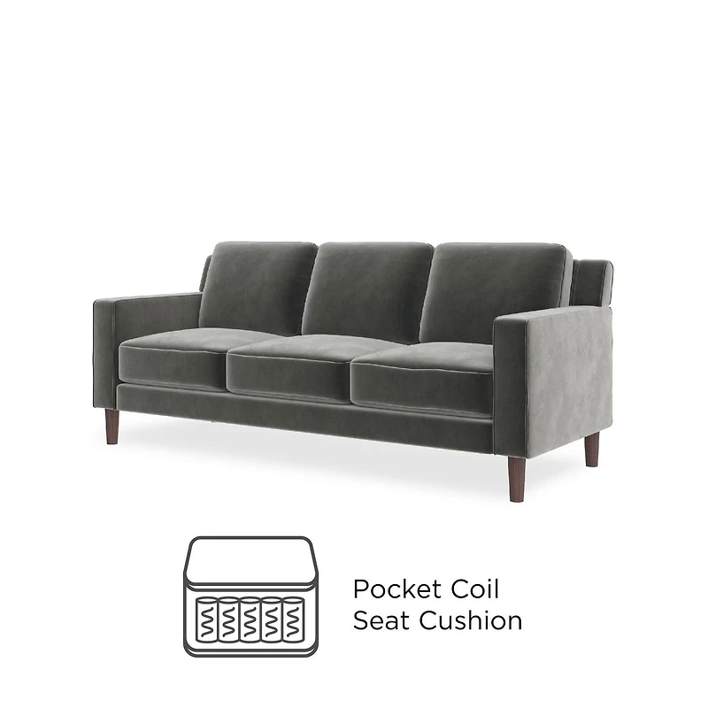 DHP Bryanna 3 Seater Sofa, Gray Velvet