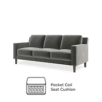 DHP Bryanna 3 Seater Sofa, Gray Velvet