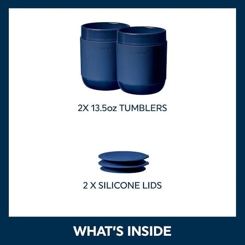 Corelle® Stoneware 13.5oz Tumblers with Silicone Lids, 4-piece Set