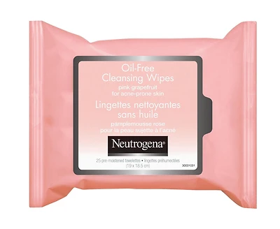NEUTROGENA Lingettes nettoyantes sans huile, pamplemousse rose, 25 lingettes