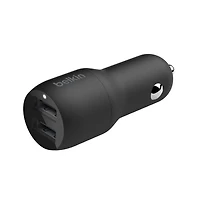Belkin 24 Watt Dual USB Car Charger - 2 12W USB A Ports with USB-C Cable for Fast Charging Apple iPhone 14, 14 Pro, 14 Pro Max, iPhone 13, Samsung Galaxy, AirPods & More - USB-C Charger, BELKIN DUAL USBC CR CHRG