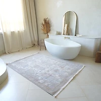 Tapis Branch Amalfi 2' x 9' (Taille exacte : 2'3" 9') d'intérieur sud-ouest, gris beige, style bohème - Entrée, couloir, salle de bain et cuisine