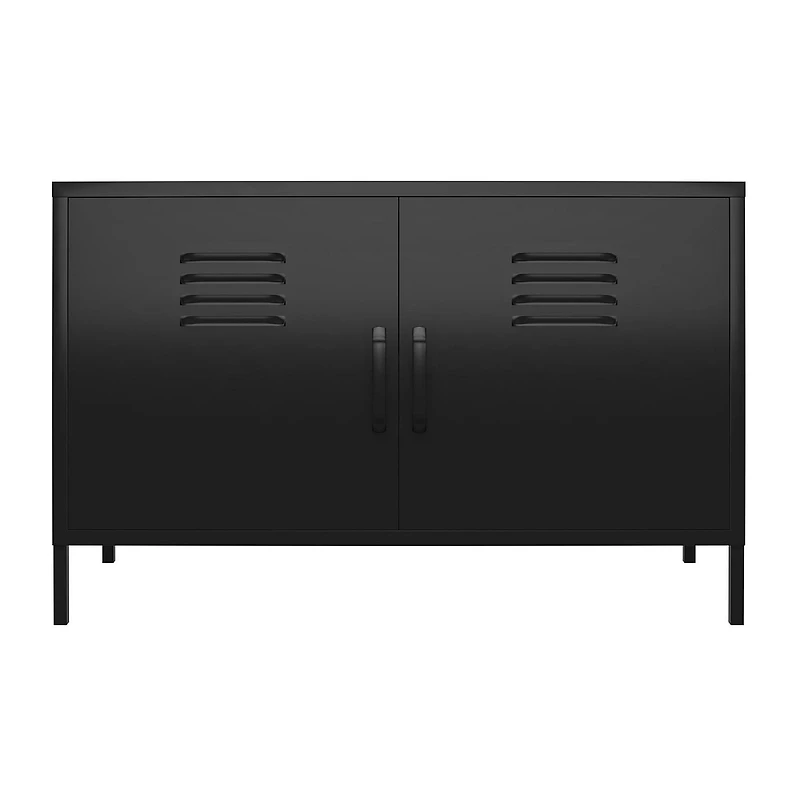 Systembuild Evolution Mission District 2 Door Metal Locker Accent Cabinet, Black