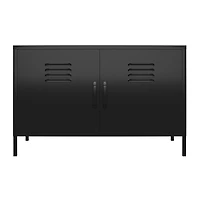 Systembuild Evolution Mission District 2 Door Metal Locker Accent Cabinet, Black