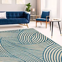 Capri Binya Bone & Blue 6' 5" x 9' 3" Area Rug