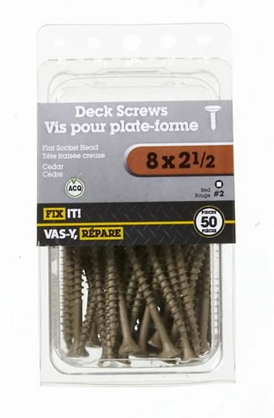 Vis terrasse 8 x 2-1/2 po cèdre 50 pièces