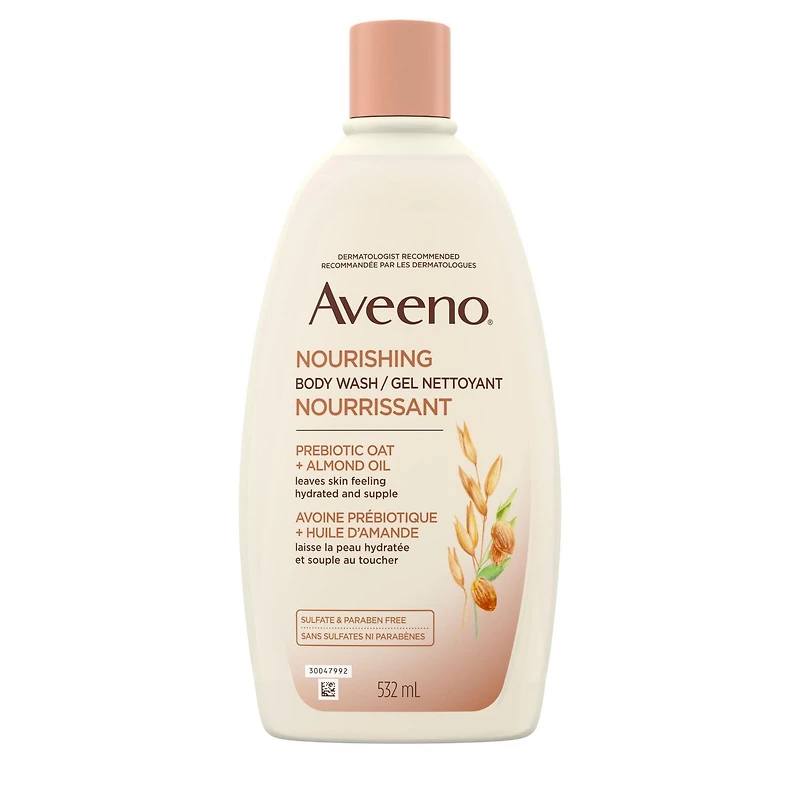 Aveeno Nourishing Almond Oil Body Wash with Prebiotic Oat, for Moisturized, Supple Skin