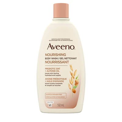 Aveeno Nourishing Almond Oil Body Wash with Prebiotic Oat, for Moisturized, Supple Skin