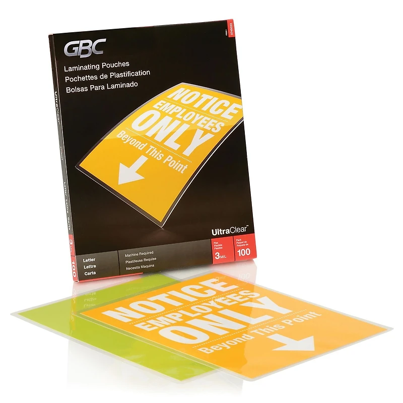 GBC® UltraClear™ Thermal Laminating Pouch, Letter, 3mil, 100 pack