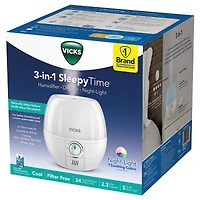 Vicks VUL500C 3-in-1 SleepyTimeᵀᴹ Ultrasonic Humidifier Diffuser Night-Light, 7 Night-Light Colours